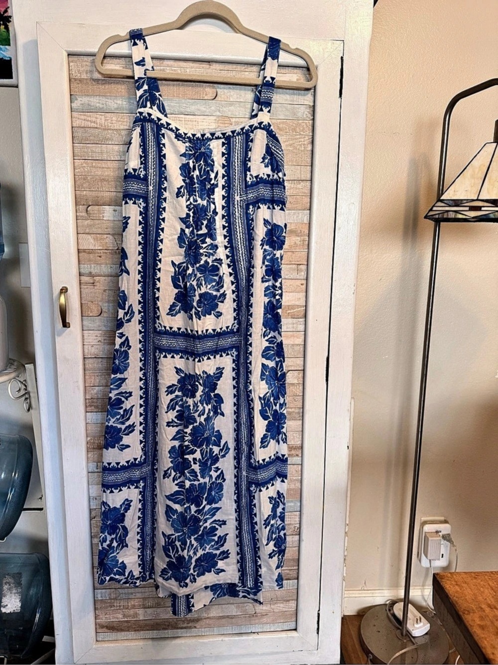 Blue & White Floral Maxi Dress, M Sonoma